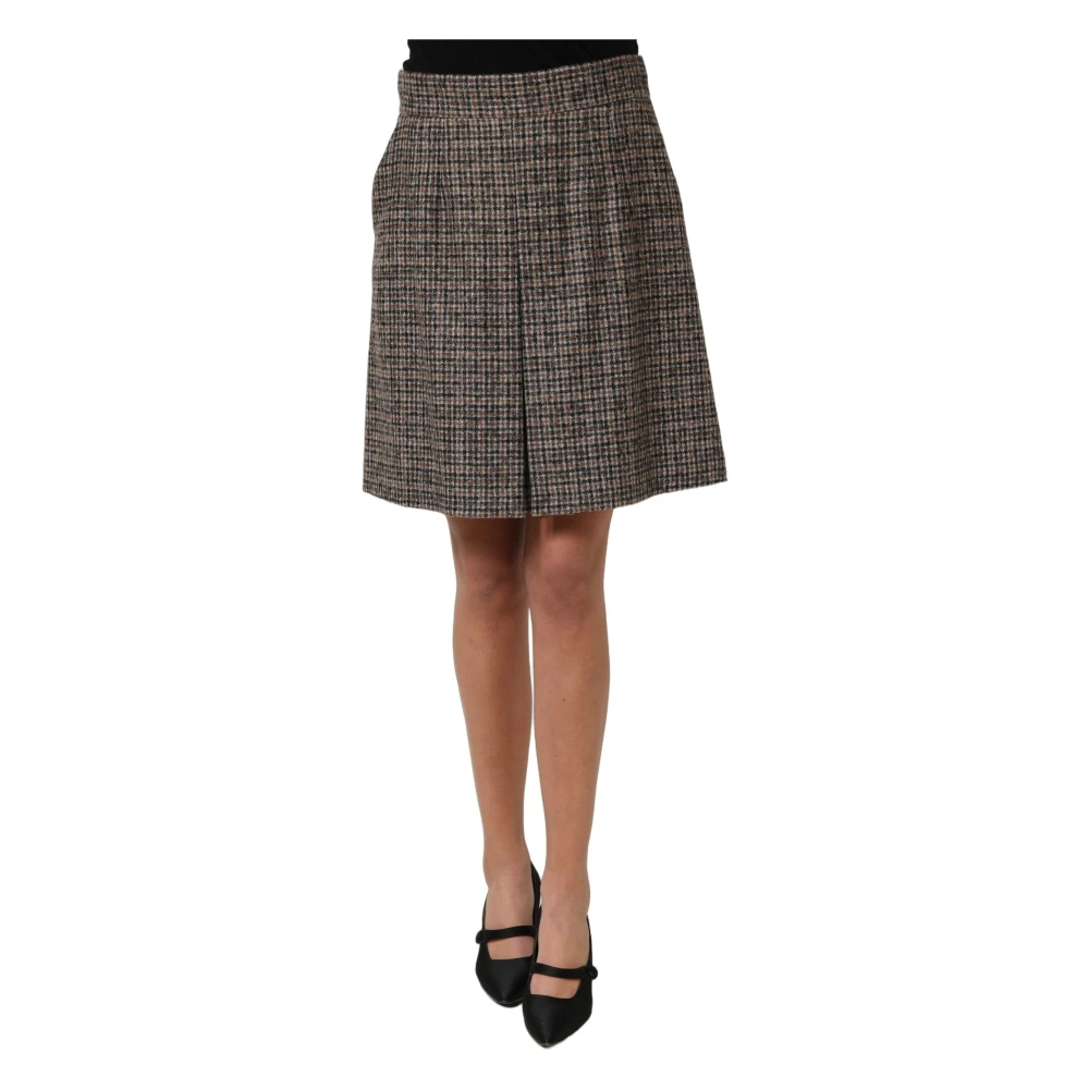 Dolce & Gabbana High Waist A-Line Mini Skirt - Female - Short Skirts - Brown - Xl - Skirts