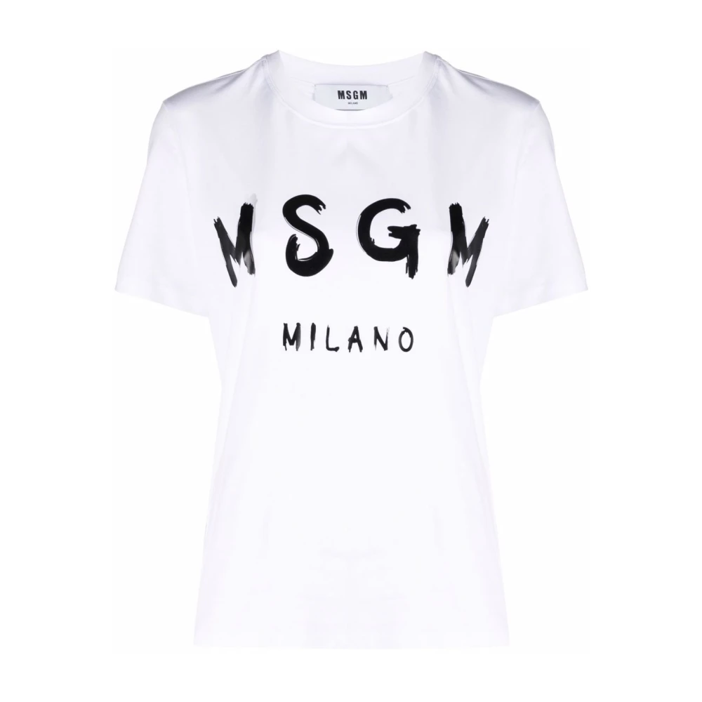 Msgm Katoenen T-shirt met uniek ontwerp White Dames