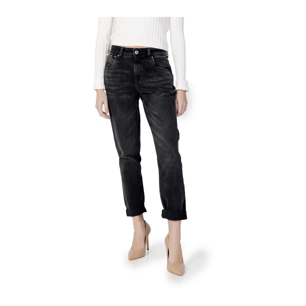 Pepe Jeans Women's Black Cropped Jeans, W28, Cuffed Hem Boyfriend Jeans