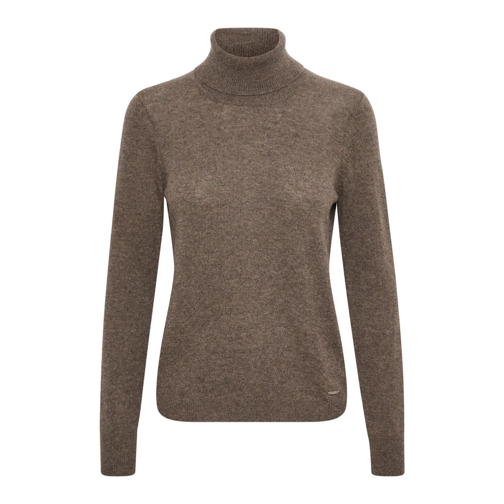 Inwear Women's Brown Cashmere Knitwear, Xs/S, Melange Rollneck Pullover Cashmere