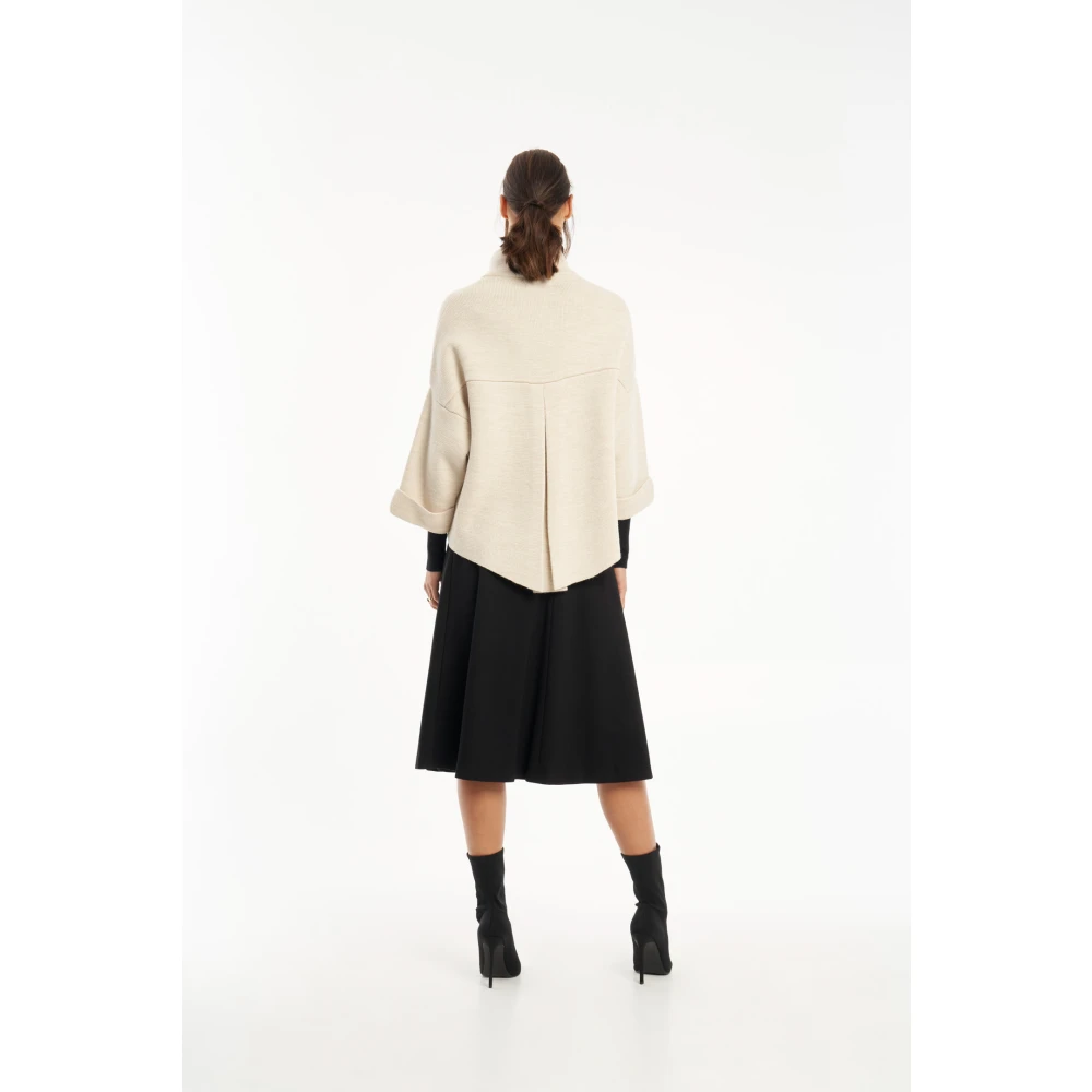Vicario Cinque Marineblauwe Wol-Alpaca Jas White Dames