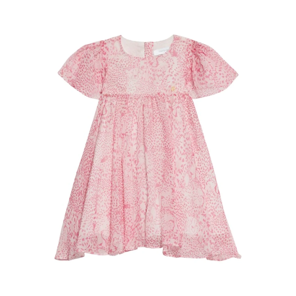 Roberto Cavalli Girls Pink Dresses, 3 Y, Cheetah Print Silk Dress