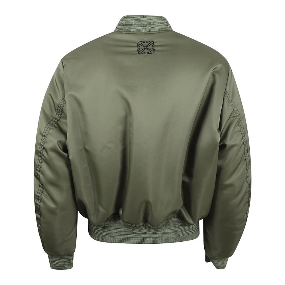 Off White Groene Bomberjack met Contraststiksels Green Heren