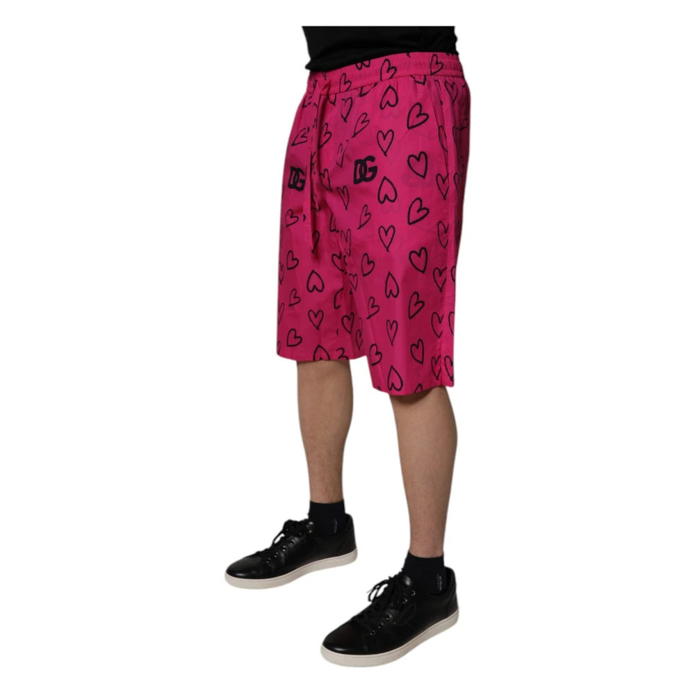 Dolce & Gabbana , Bermudas, Male, Pink, M, Heart Print Bermuda Shorts - Image 3