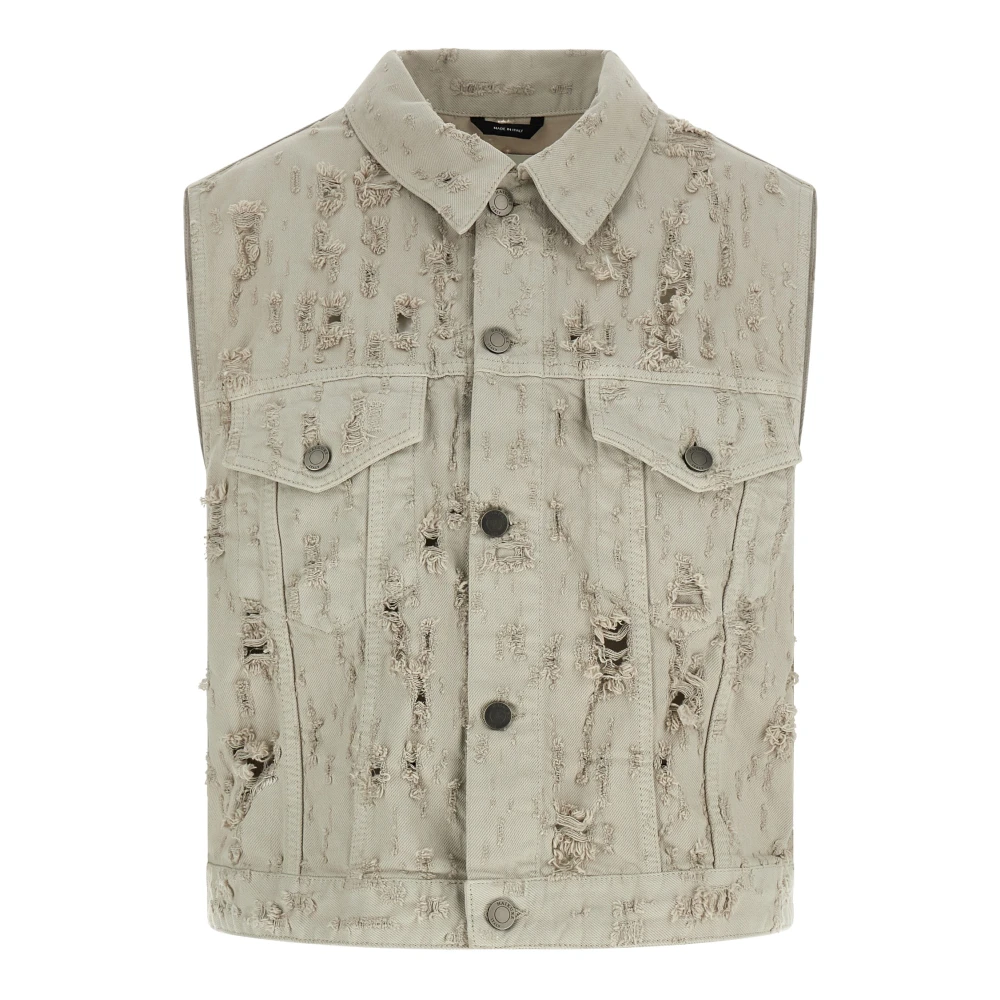 Haikure Women's Gray Ryder Bull Destroyed Denim Vest