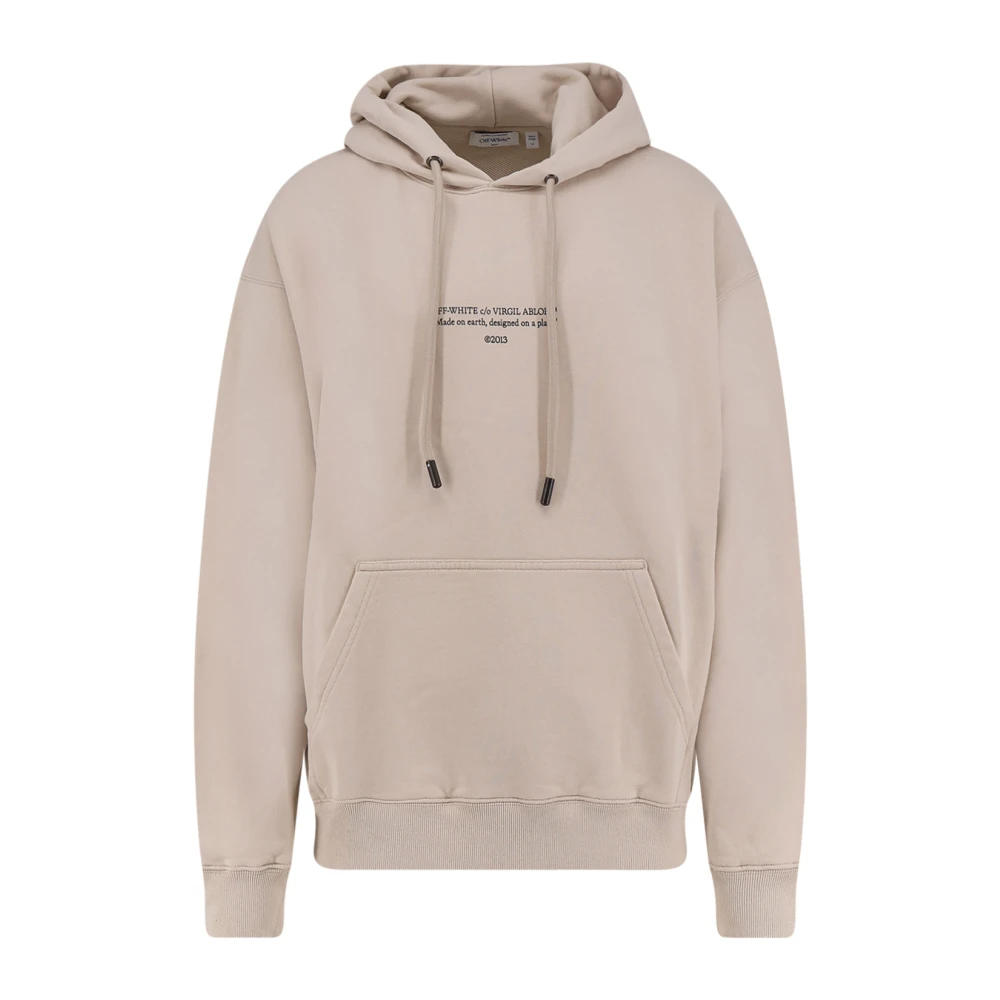 Off White Men's Beige Hoodies, L, Statet Skate Hoodie