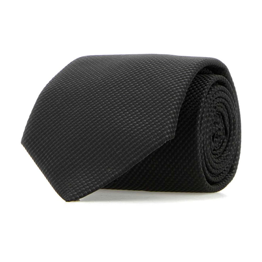 Boss Gestikte zijden das en zakdoek set Black Heren
