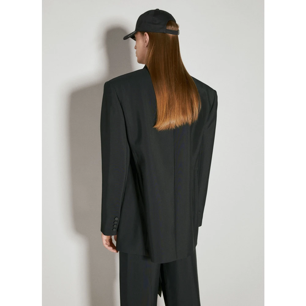 Mugler Getailleerde blazer met geïntegreerde sjaal Black Heren