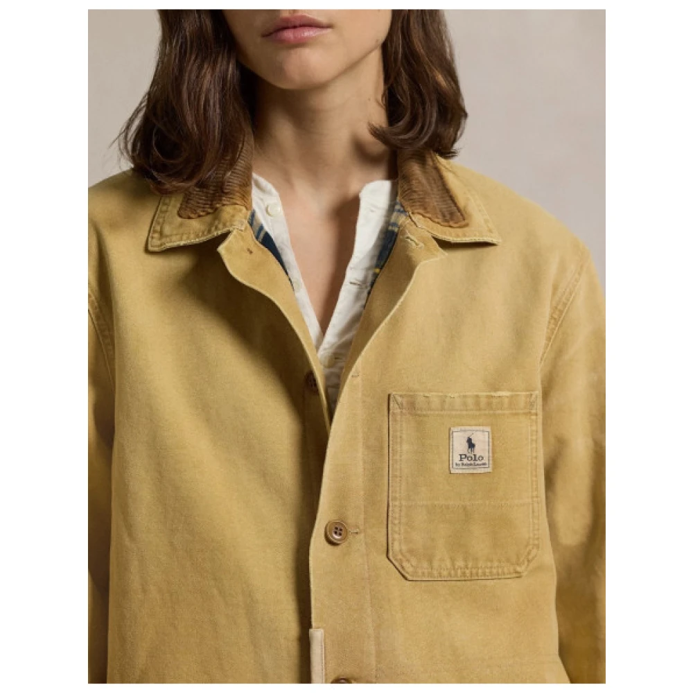 Polo Ralph Lauren Katoenen Worker Jack met Tartan Voering Beige Dames
