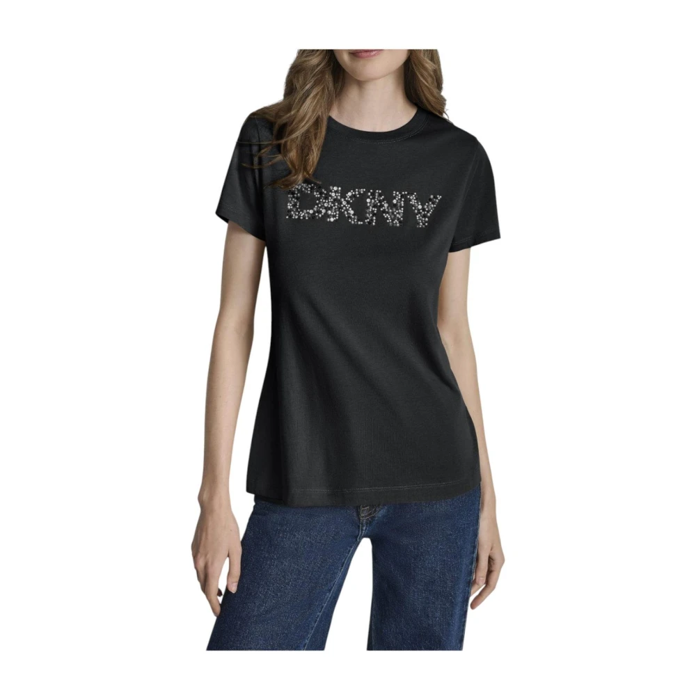 Dkny Black T-Shirts, Female, L, Satin T-Shirt