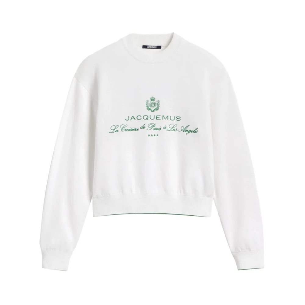 Jacquemus Witte Crew Neck Sweater Lange Mouwen White Dames