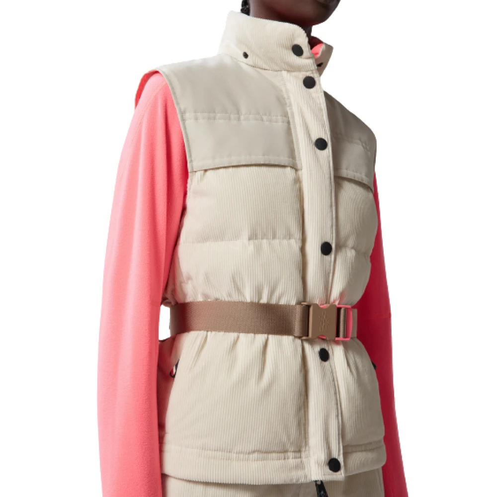 Moncler Korte Gewatteerde Jas met Afneembare Mouwen Beige Dames