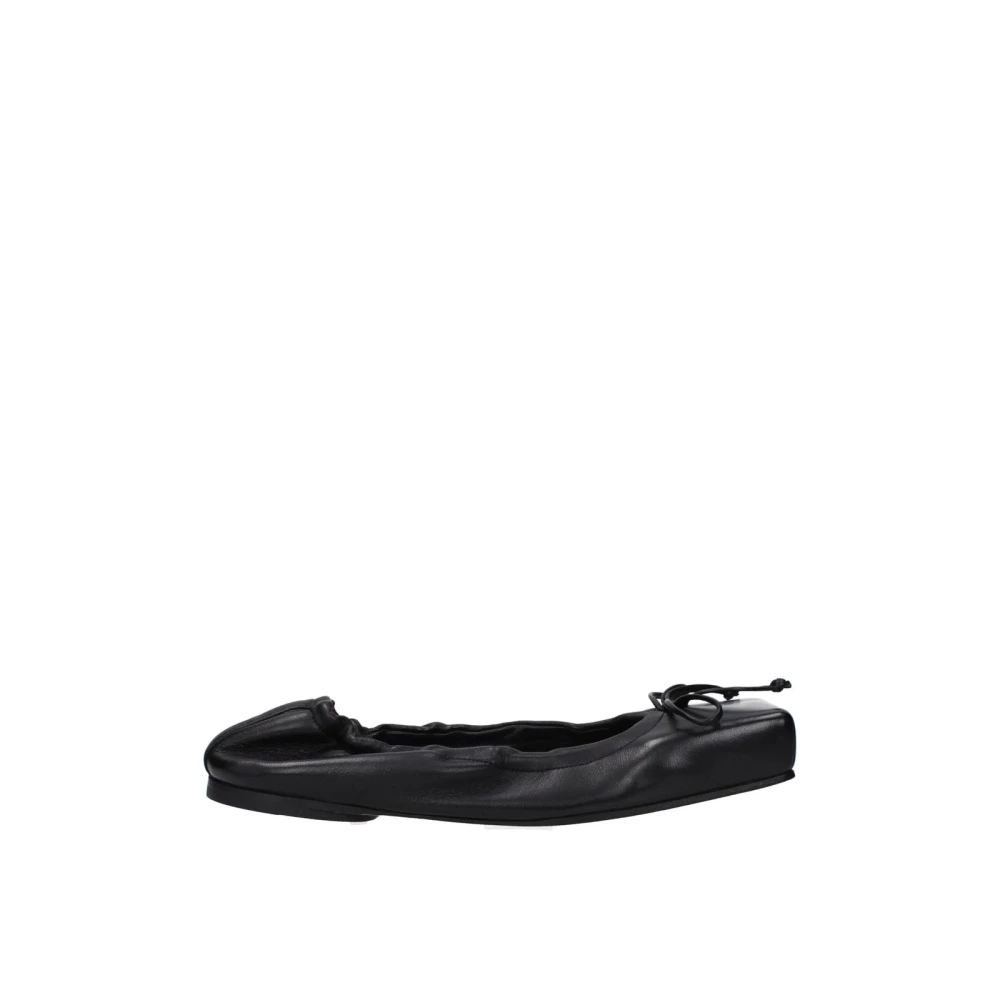 Jacquemus Women's Black Ballerina Shoes, 3 Uk, Leather Ballet Flats With Square Toe