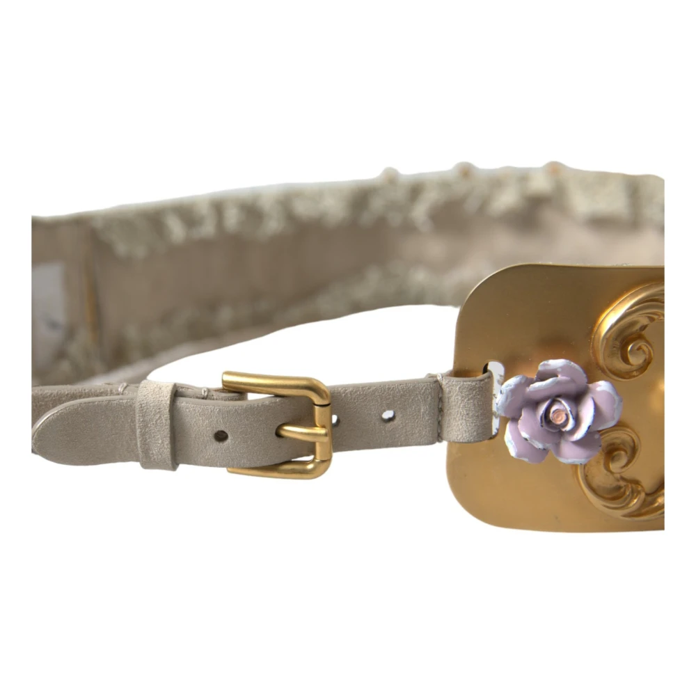 Dolce & Gabbana Elegante gouden parelriem met bloemenpatroon Yellow Dames