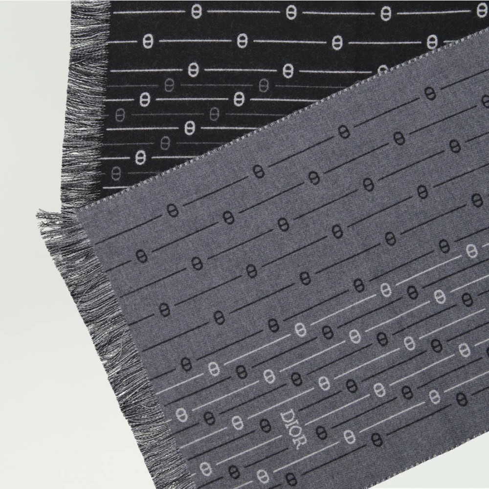 Dior Icoon Wollen Sjaal Franje Logo Gray Heren