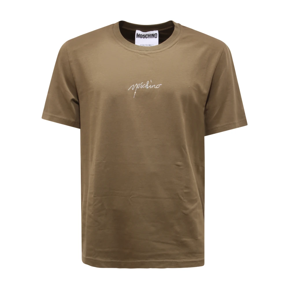 Moschino Men's Green Couture Unisex T Shirt With Strass