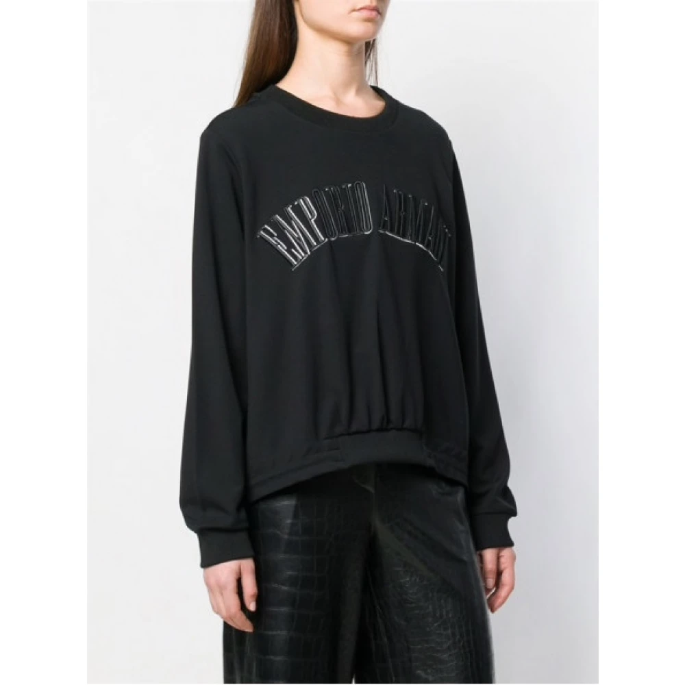 Emporio Armani Ronde hals sweatshirt in viscose mix Blue Dames