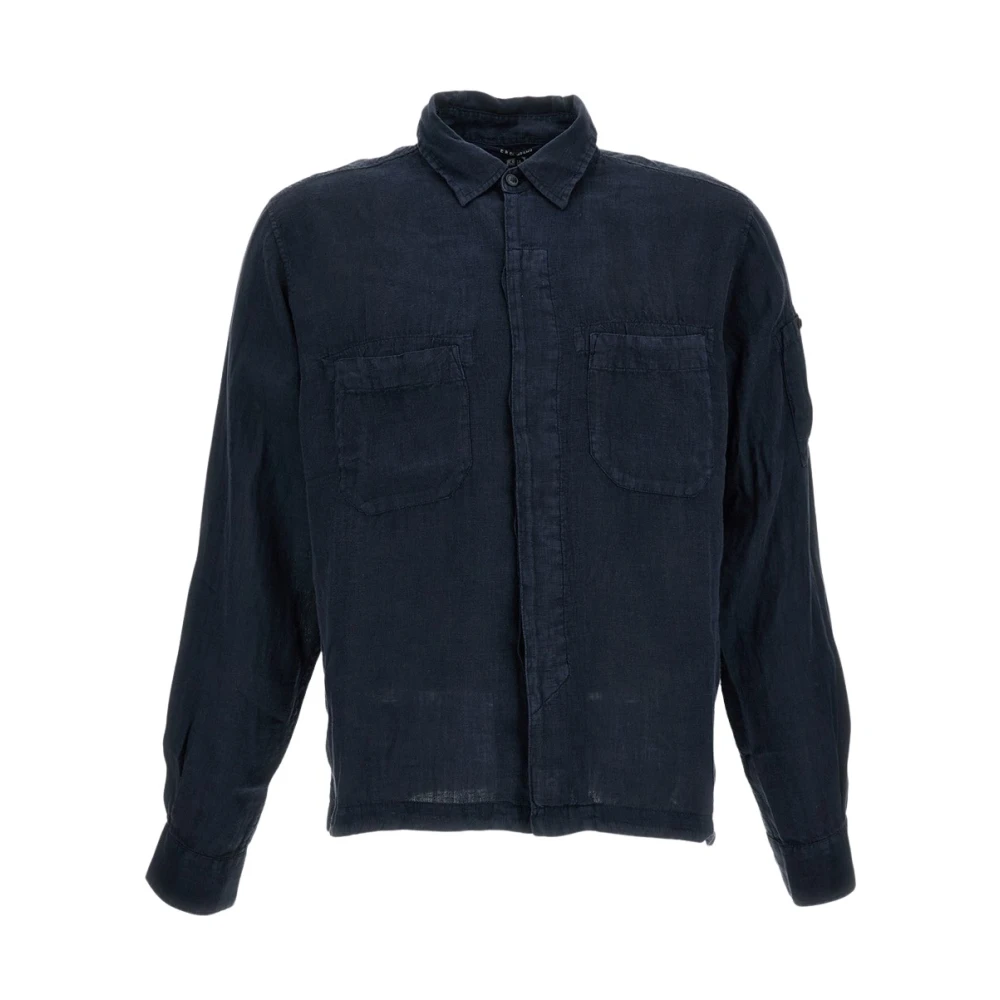 C.p. Company Men's Blue Casual Shirts, L, Linen Shirt