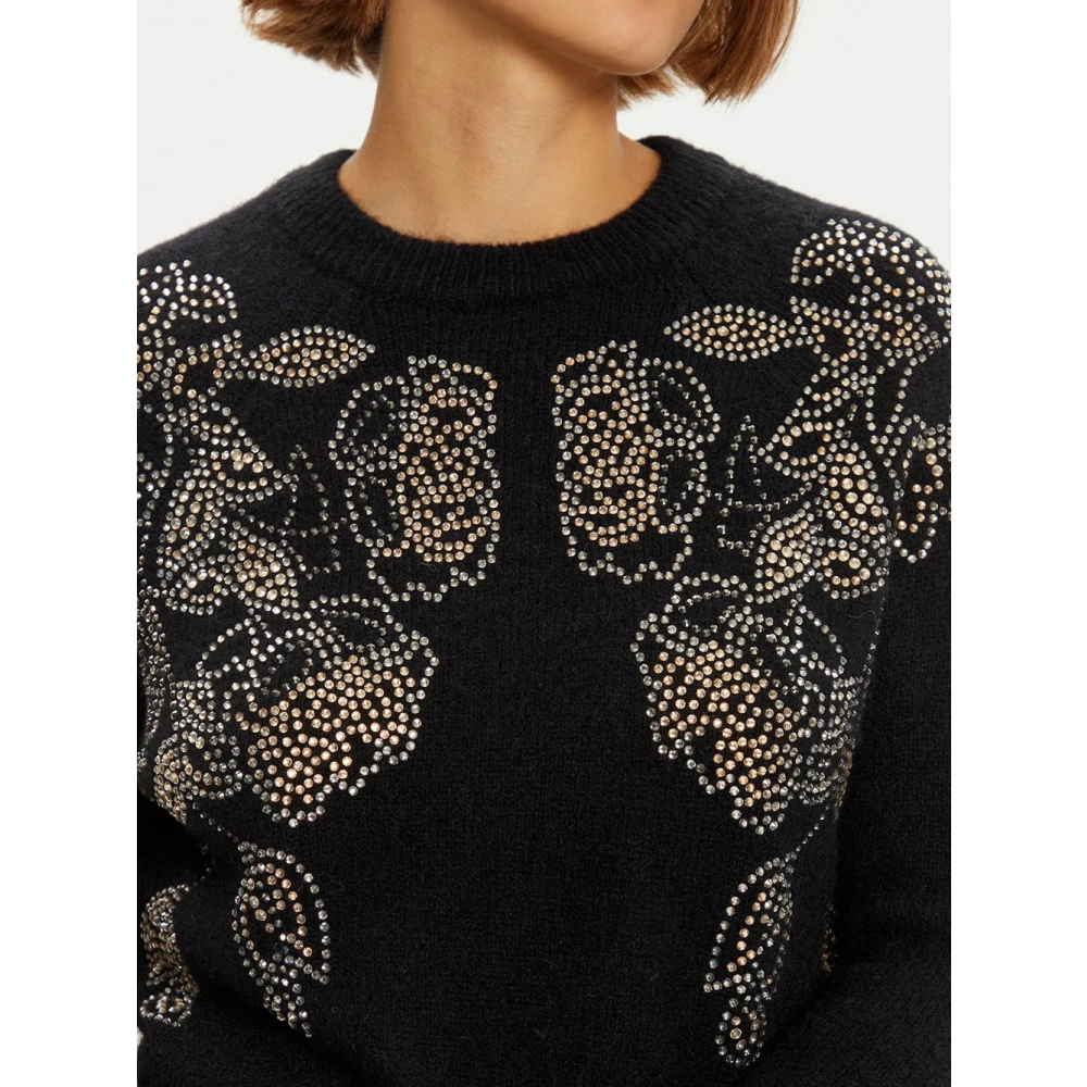 Guess Zwarte Bloemen Versierde Trui Black Dames
