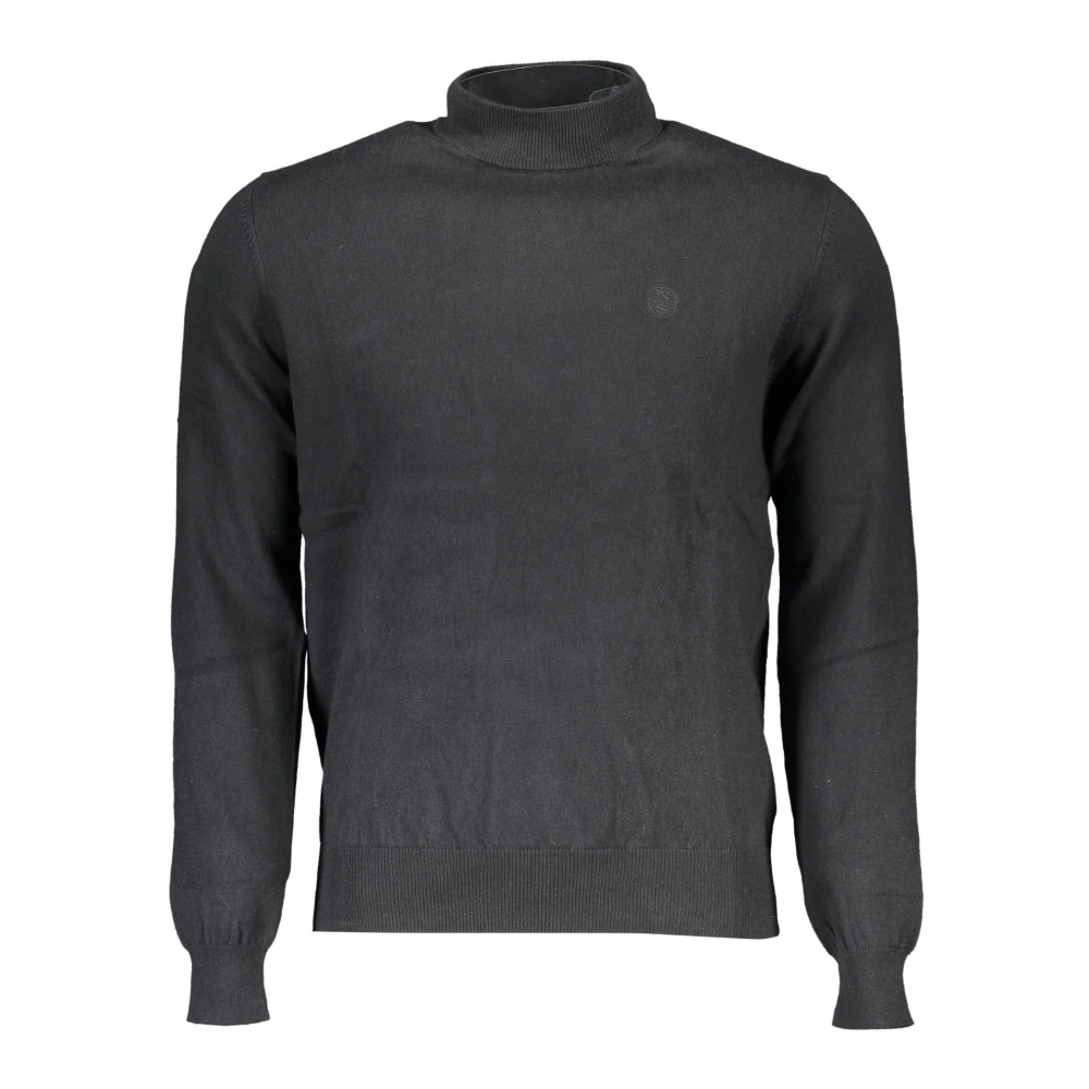 North Sails Men's Black Turtlenecks, 2XL, Elegant Embroidered Turtleneck Jumper