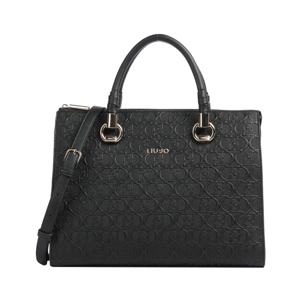 Liu Jo Zwarte Leren Handtas met Gouden Details Black Dames