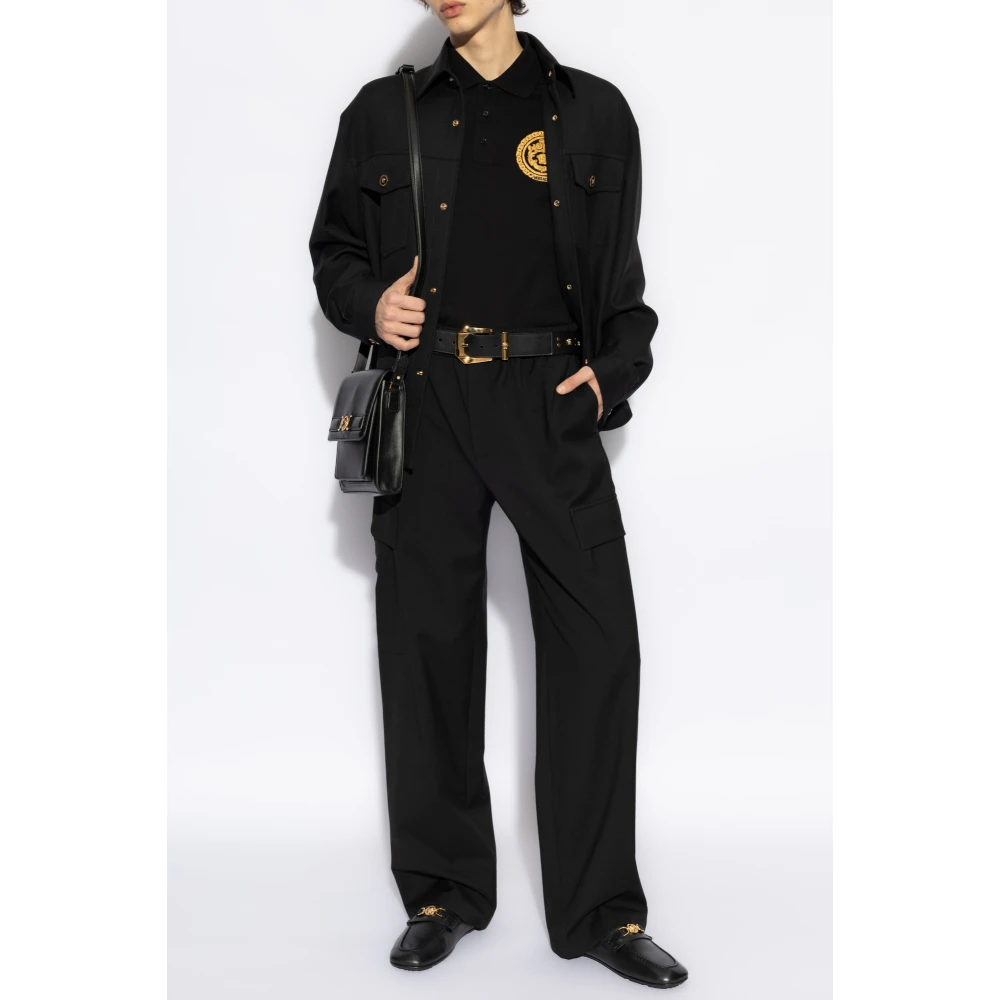 Versace Wollen jas met zakken Black Heren