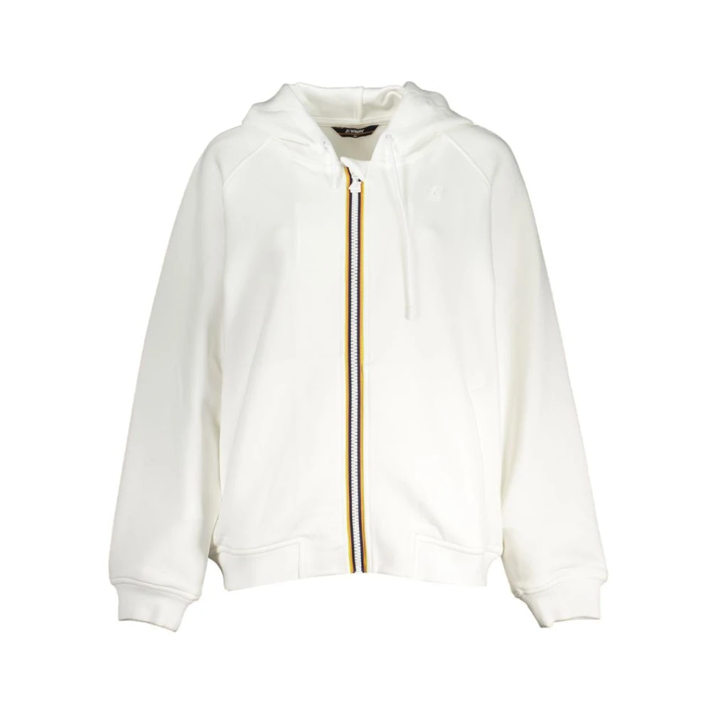K-Way Women's White Hooded Sweater With Zipper
