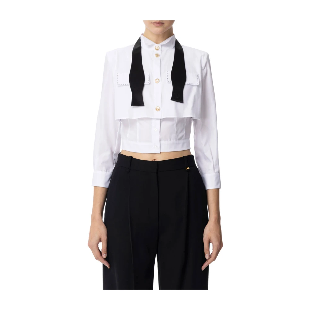 Elisabetta Franchi Witte Katoenen Overhemd met Mantel en Bustier White Dames