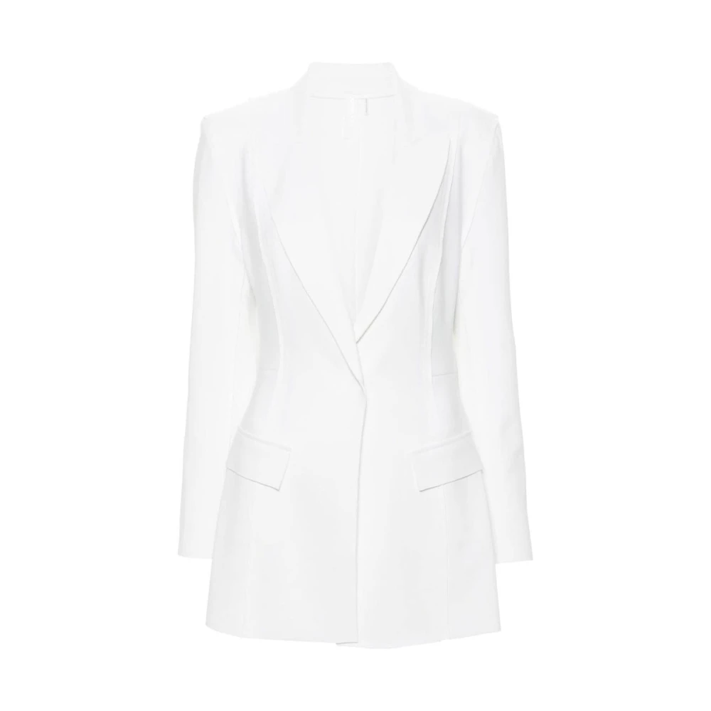 Norma Kamali Witte Jas met Peak Revers White Dames
