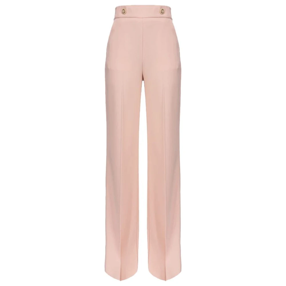 pinko Crepe stretch broek met gouden knopen Pink Dames