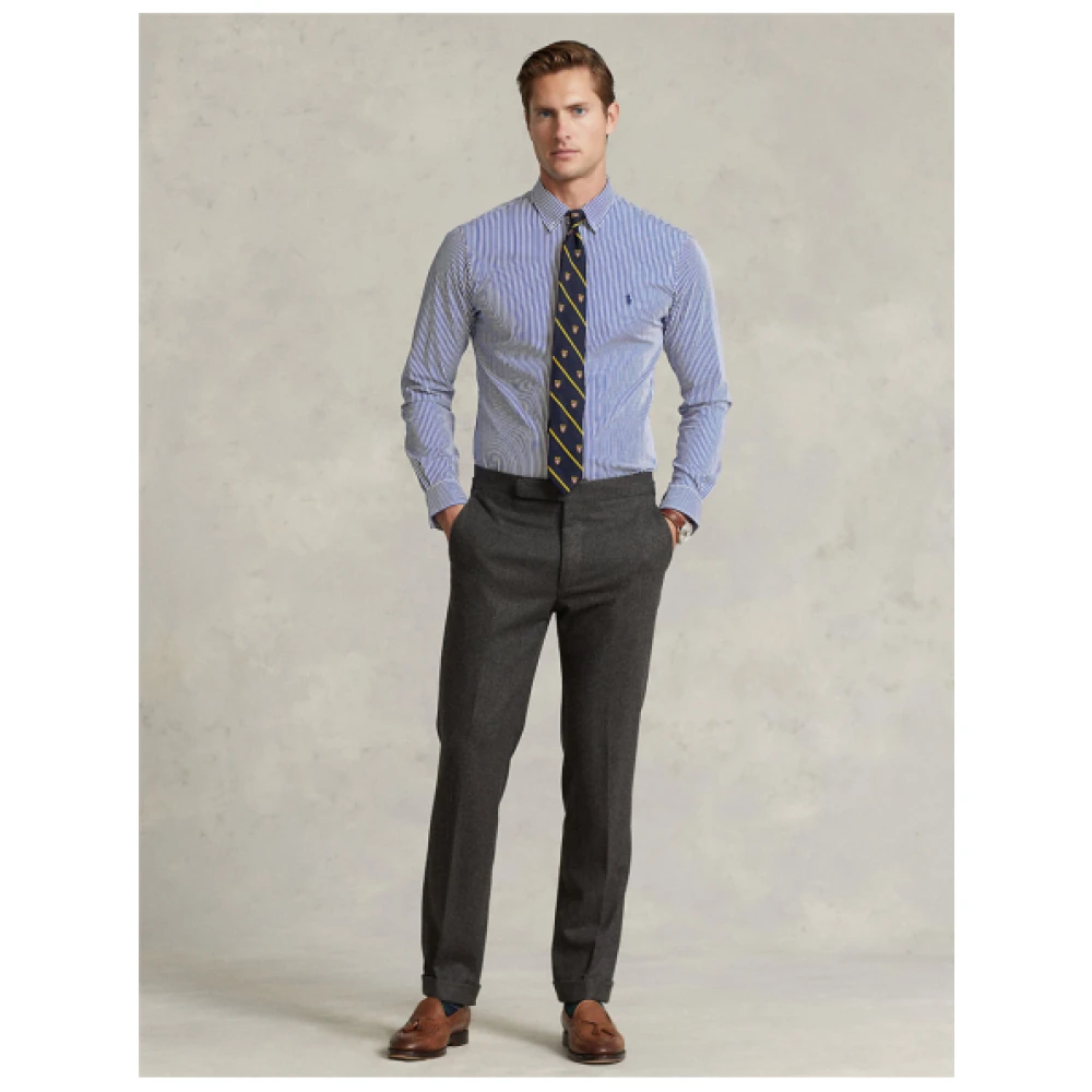 Polo Ralph Lauren Slim Gestreept Poplin Overhemd Blue Heren