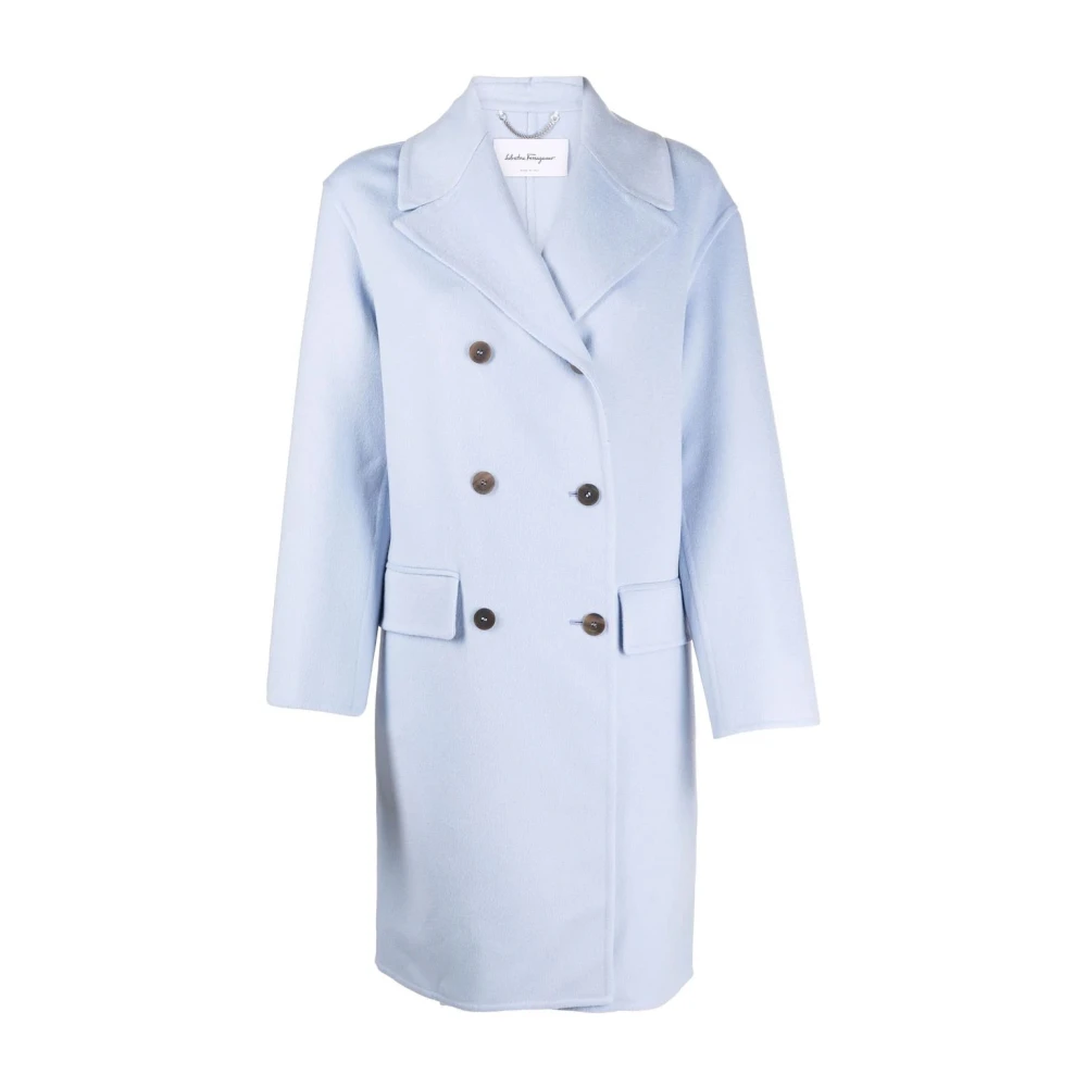 Ferragamo Women's Blue Double-Breasted Trench Coat - Double-Breasted Coats - M - Coats