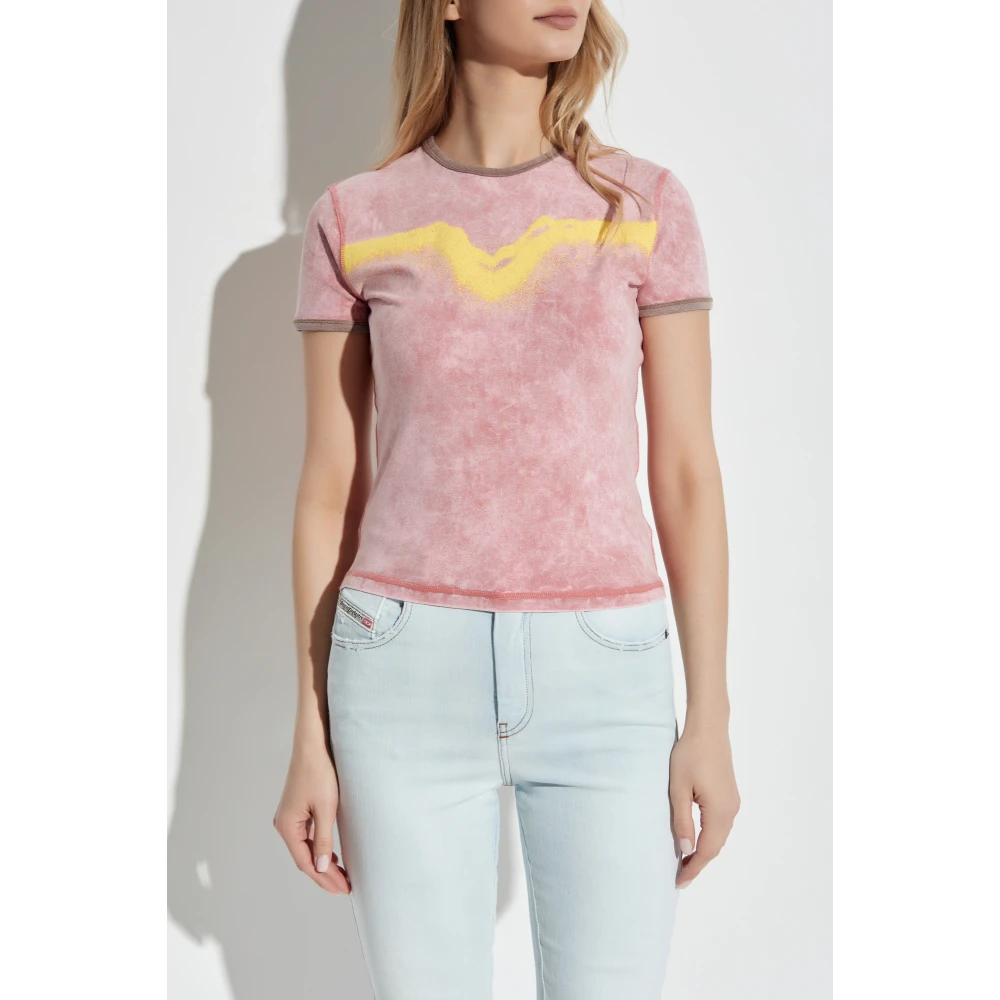 Diesel T-shirt T-Uncutie-Long-Q3 Pink Dames