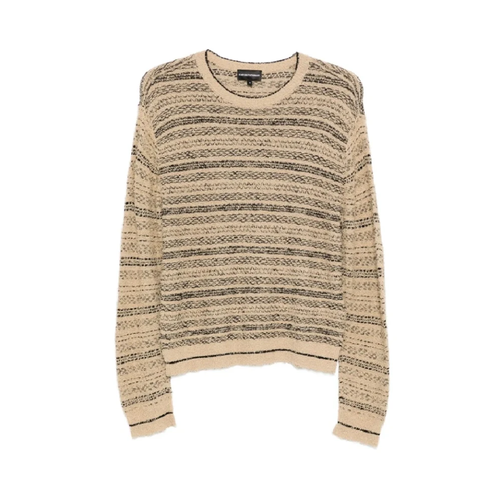 Emporio Armani Men's Multicolor Round-Neck Knitwear, M, Crewneck Jumper With Knitted Weaves