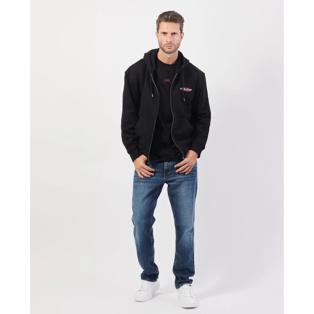 Guess Zwarte Hoodie Met Rits Black Heren