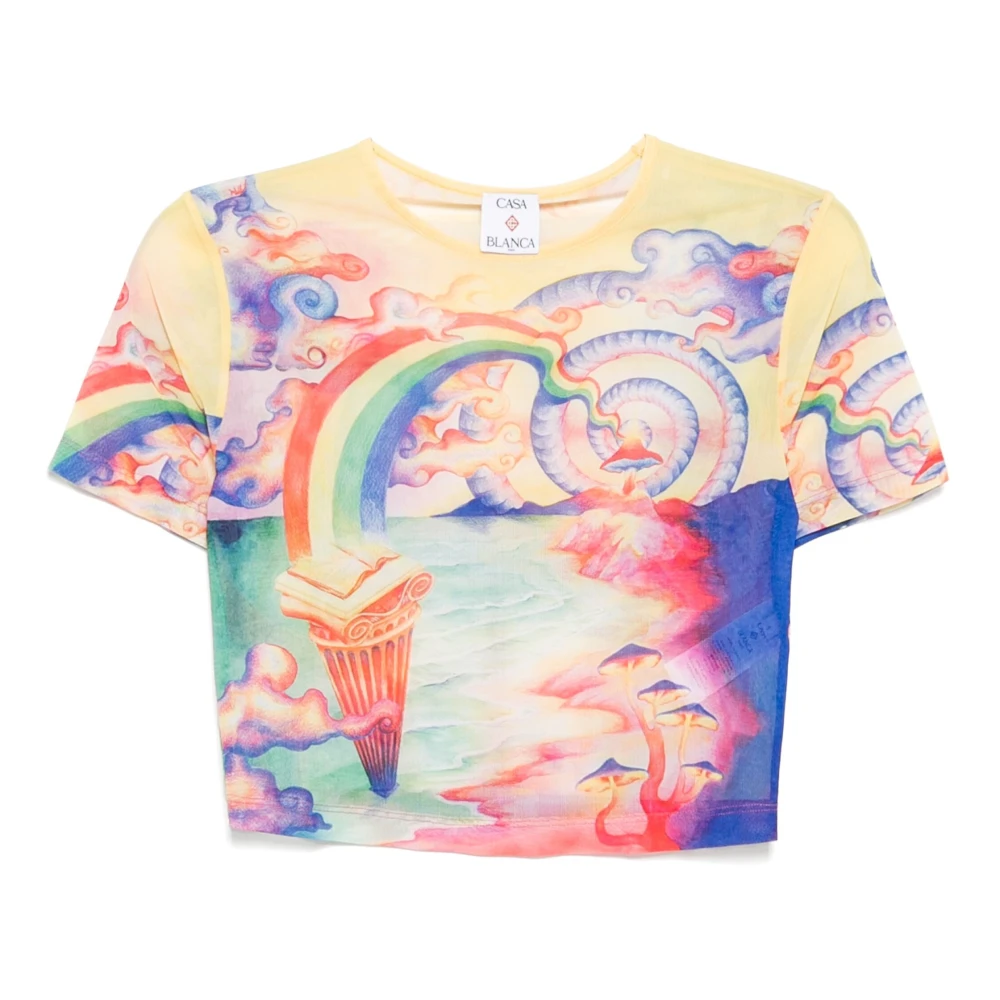 Casablanca MultiColour Crewneck Korte Mouw Shirt Multicolor Dames