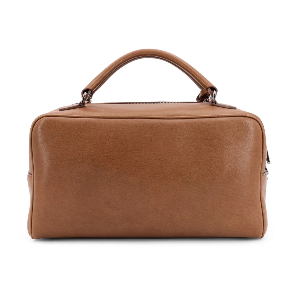 BRUNELLO CUCINELLI Gegraveerde Boston Leren Handtas Brown Dames