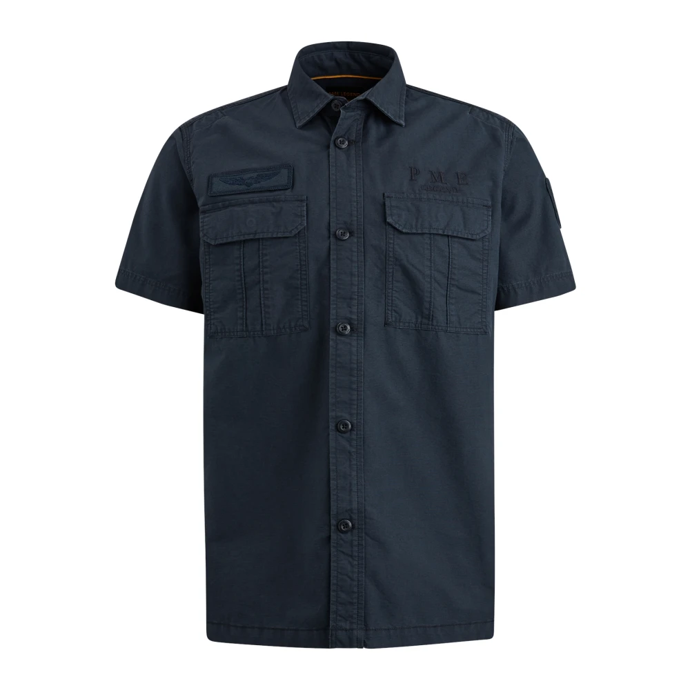 PME LEGEND Heren Overhemden Short Sleeve Shirt Ctn Ottoman Blauw