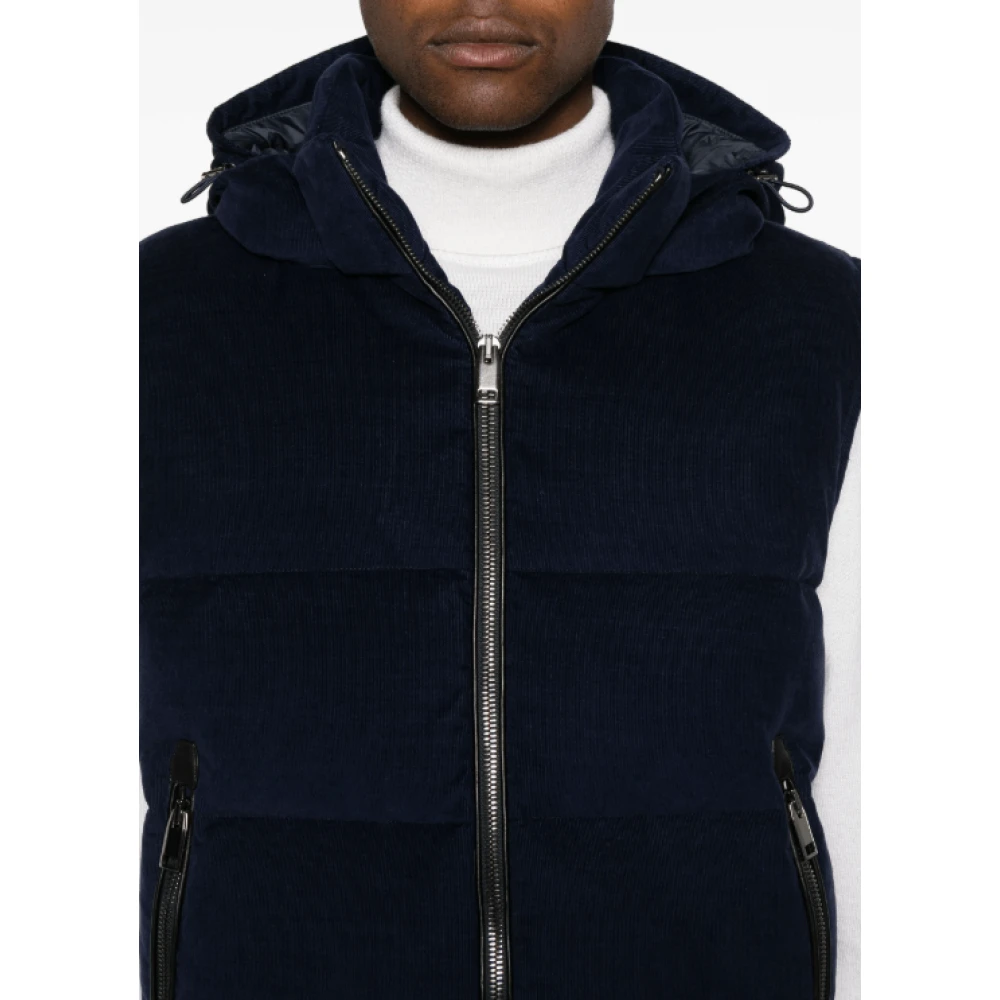 Brioni Navy Blue Hooded Gilet Met Ritssluiting Blue Heren