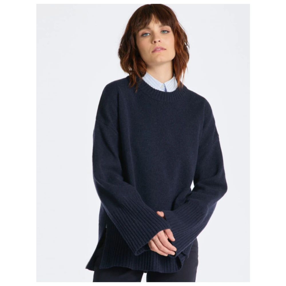 Gant Oversized Wol en Kasjmier Trui Blue Dames