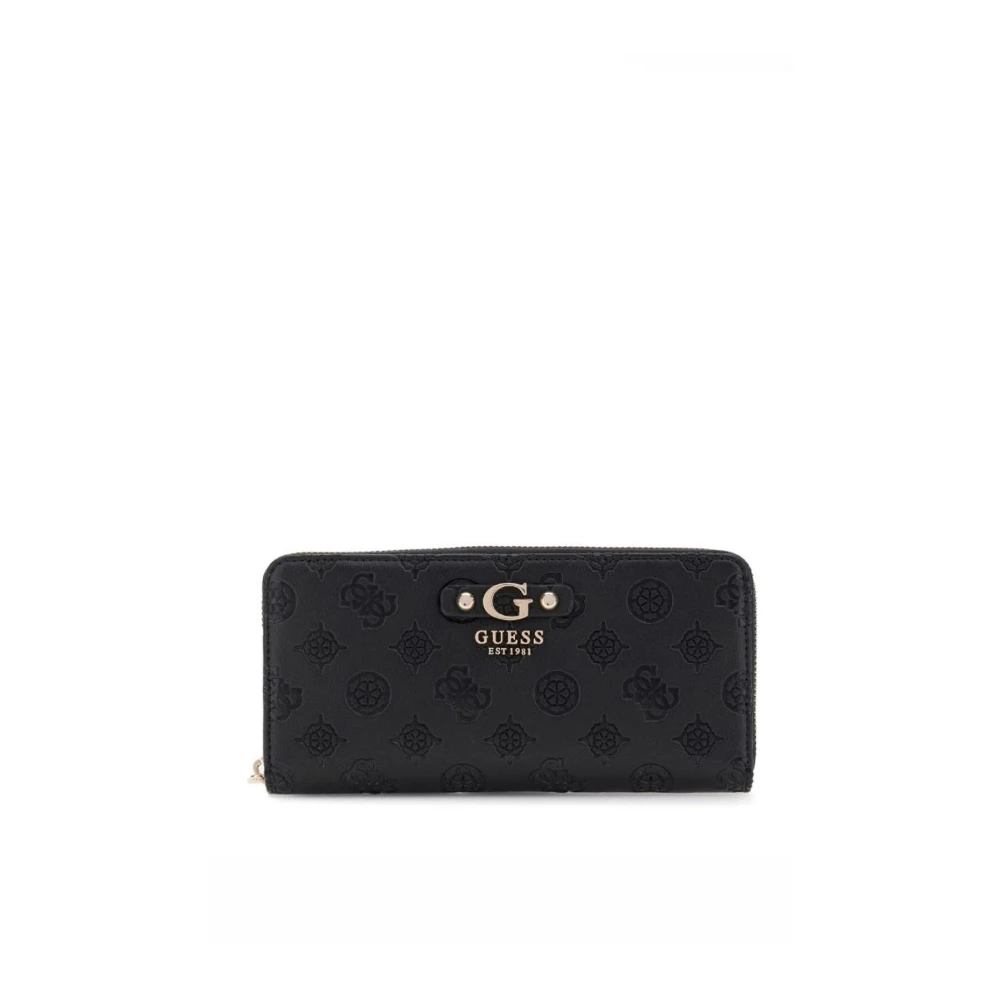 Guess Monogram PU Leren Portemonnee Zwart Black Dames