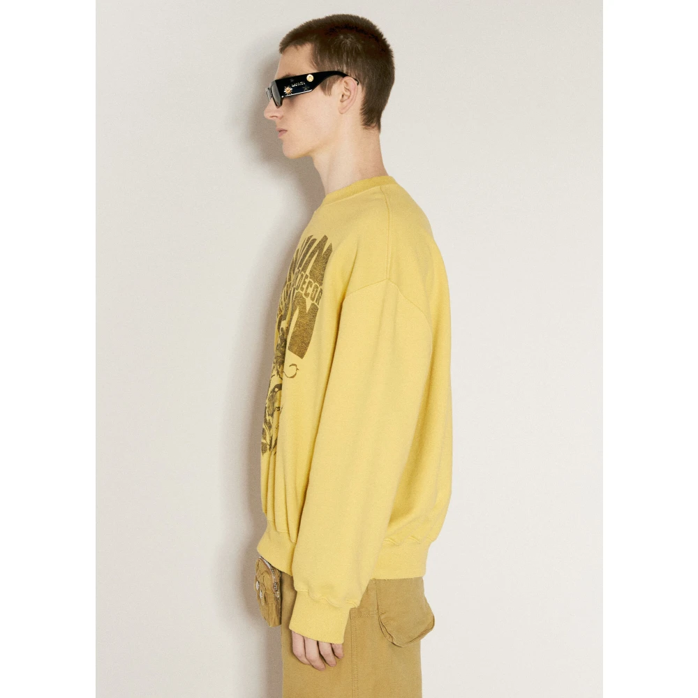 Lanvin Katoenen Fleece Logo Print Sweatshirt Yellow Heren