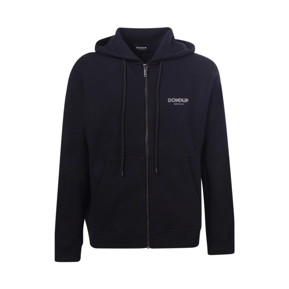 Dondup Zwarte hoodie met rits en logo Black Heren