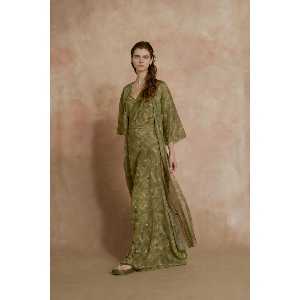 Cortana Nina lange ramie pua print jas Green Dames