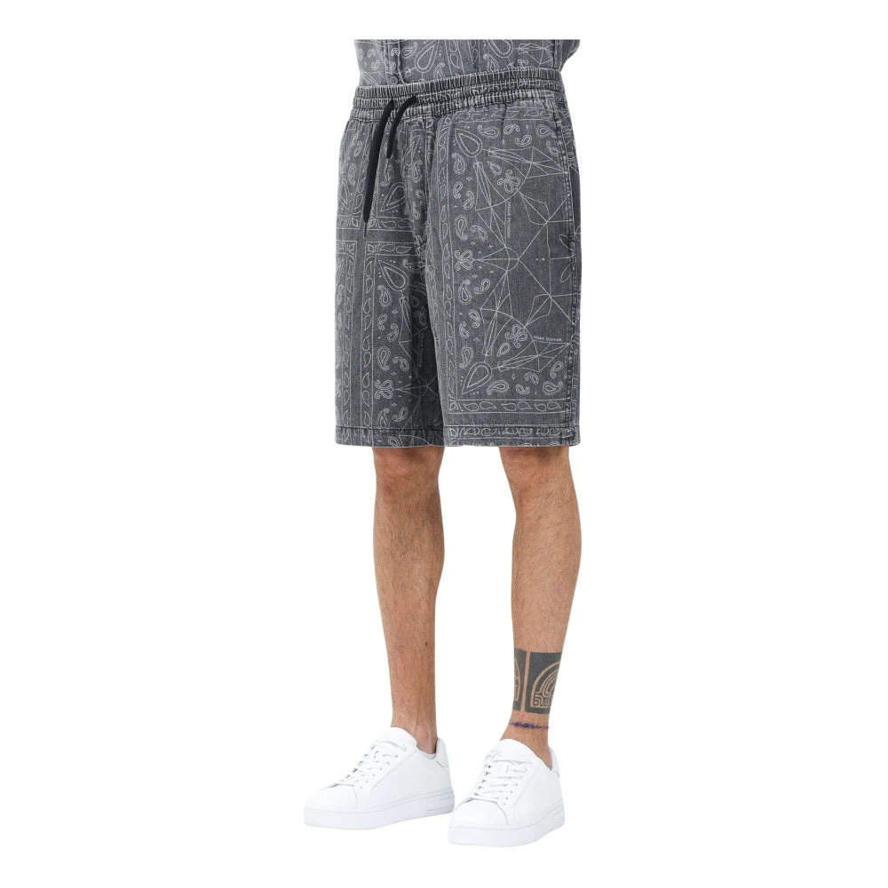 Armani Exchange Bandana Motief Casual Grijze Shorts Gray Heren