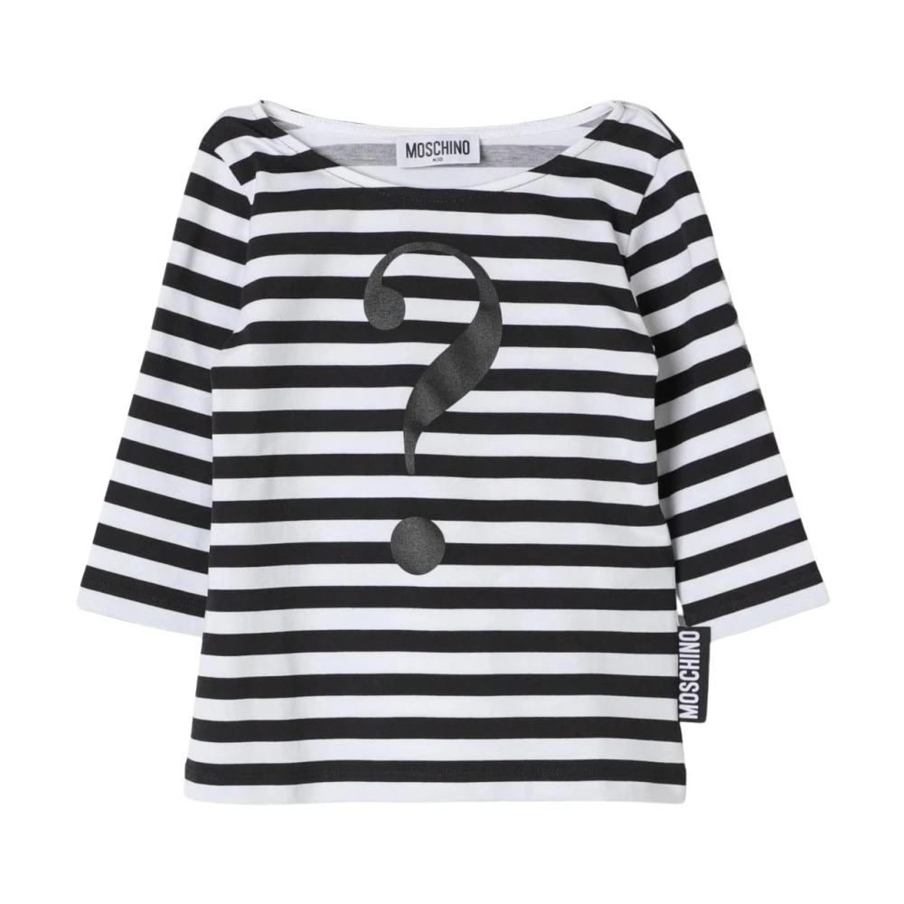Moschino Girls White Kids Short Sleeve T-Shirts, 8 Y, Striped Top For Stylish Kids