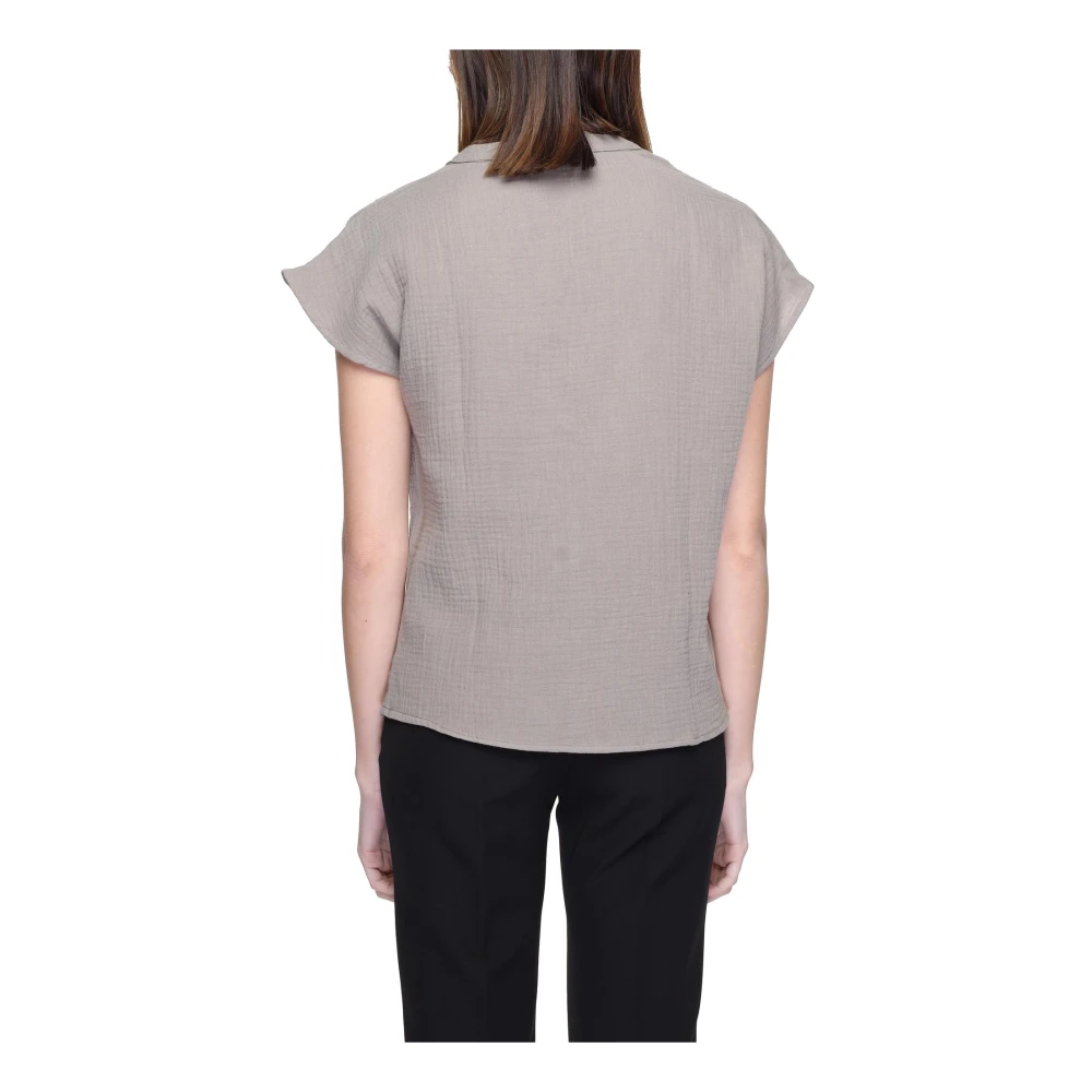 Jacqueline de Yong V-hals Katoenen Blouse Grijs Gray Dames