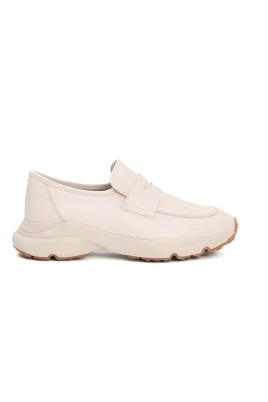 Vit Läder Sportig Loafer