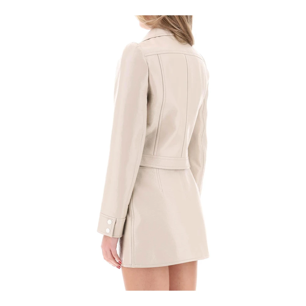 Courrèges Gekreukelde jas van gecoate katoen met logo detail Beige Dames