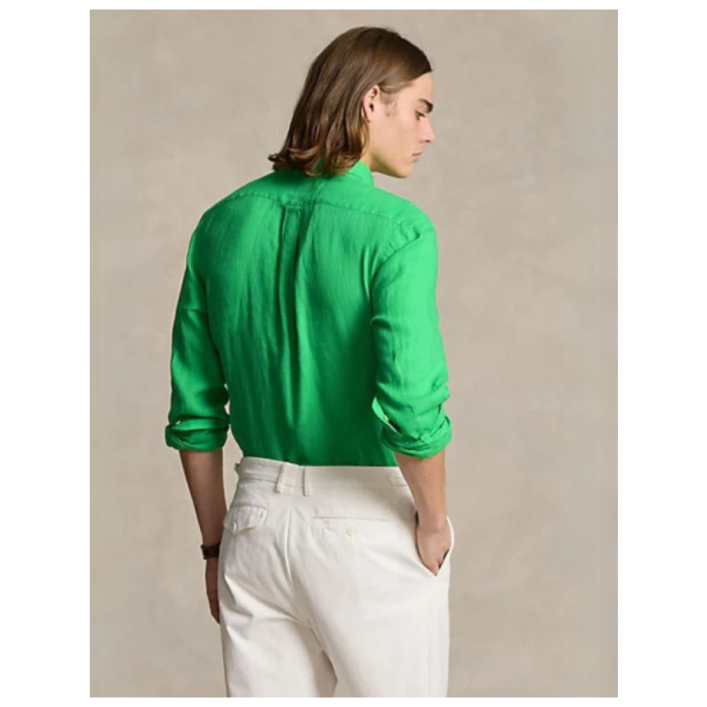 Polo Ralph Lauren Slim Linnen Overhemd Green Heren